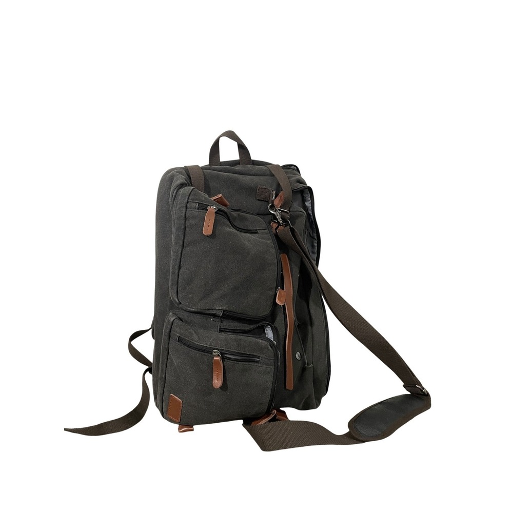 Canvas Convertible Backpack Messenger Bag Olive Green Travel Laptop Briefcase